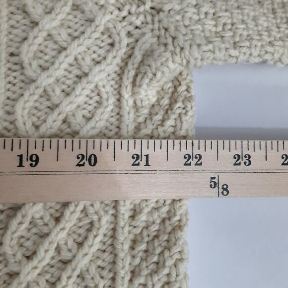 Vintage 80s Pure Irish Wool Cable Knit Bainin Sweater Handmade Aran Jumper L - Picture 5 of 8